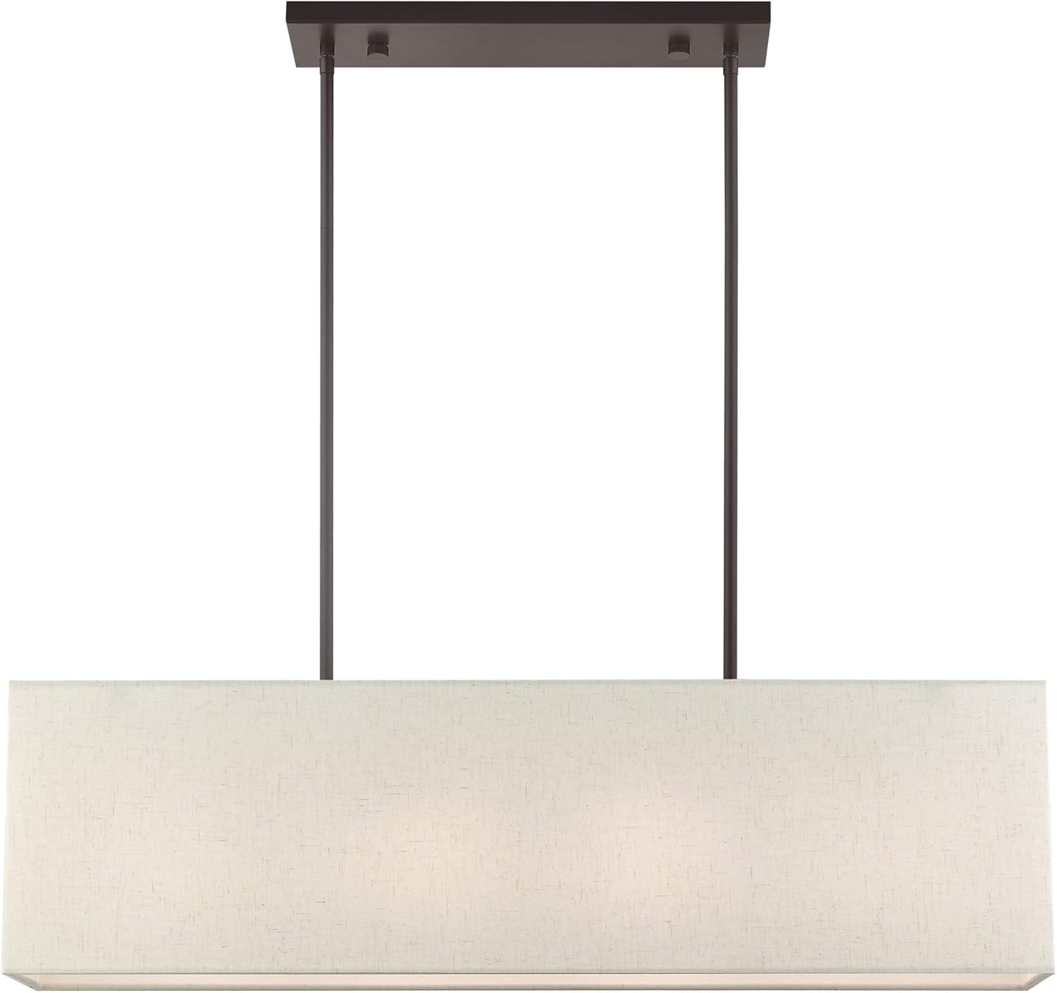 4-Light Linear Chandelier with Oatmeal and White Fabric Shades: