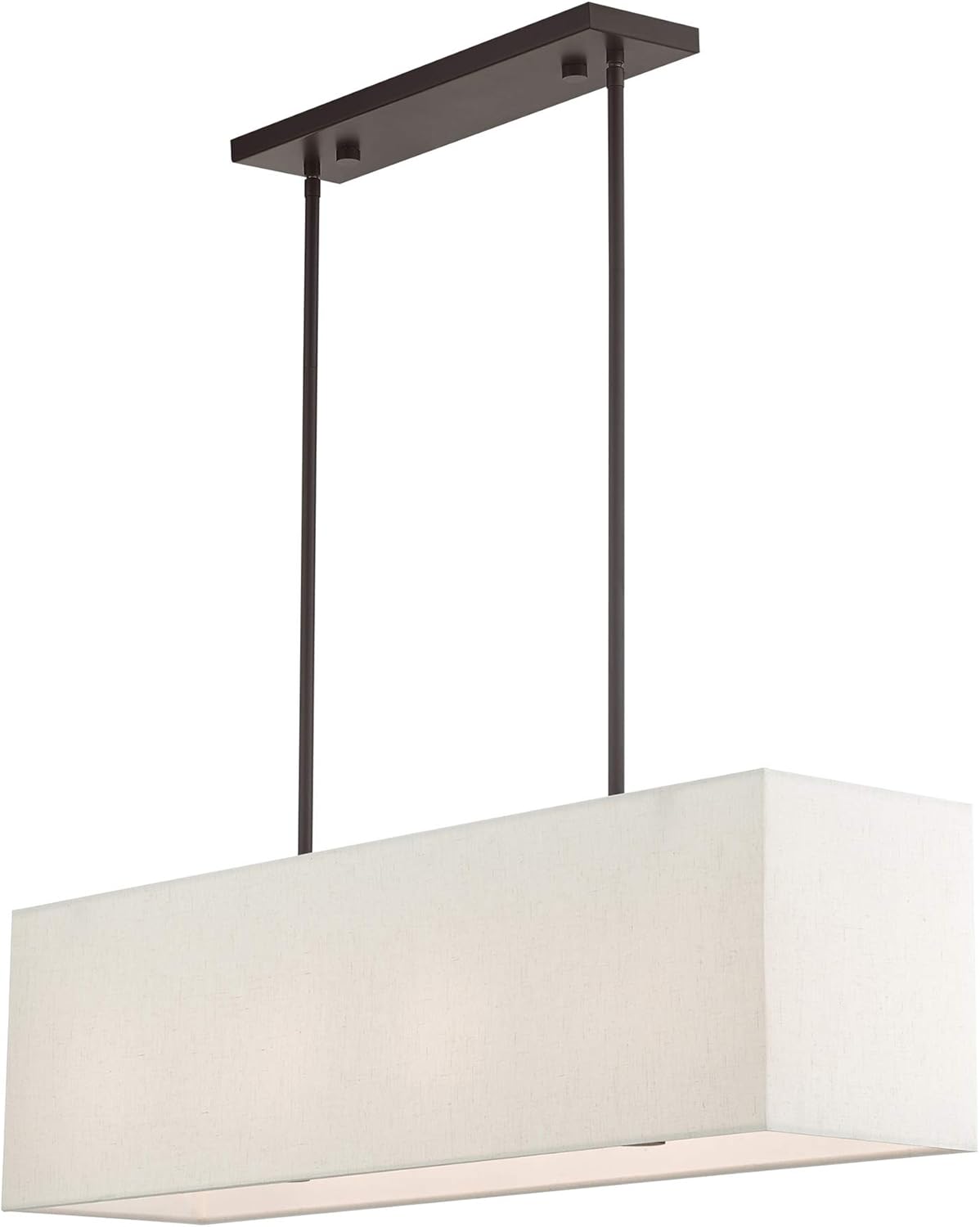 4-Light Linear Chandelier with Oatmeal and White Fabric Shades: