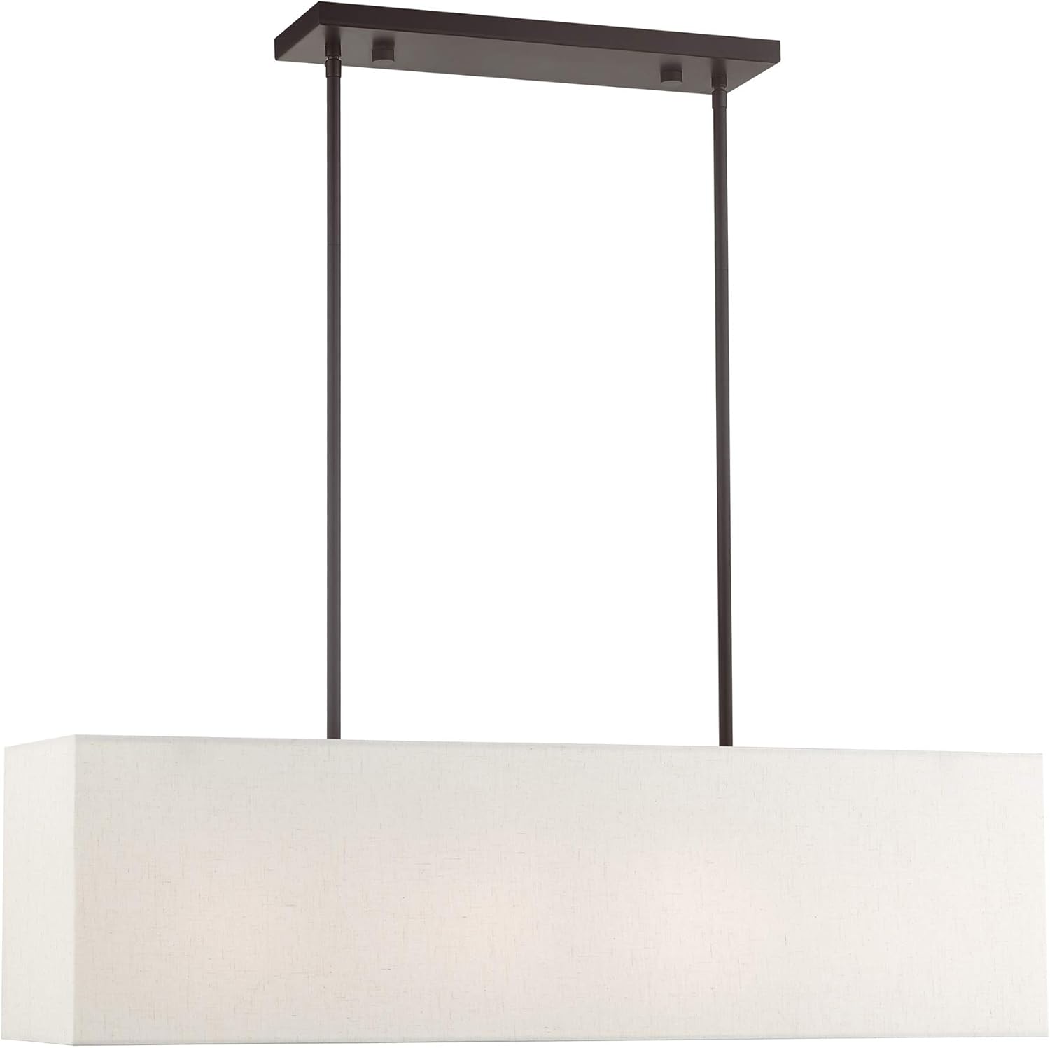 4-Light Linear Chandelier with Oatmeal and White Fabric Shades: