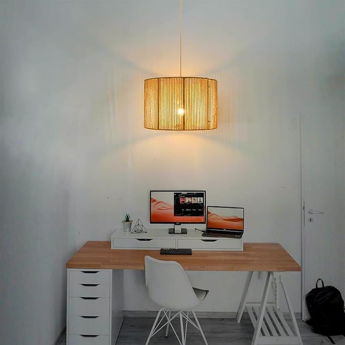Boho Rattan Drum Lamp Shade