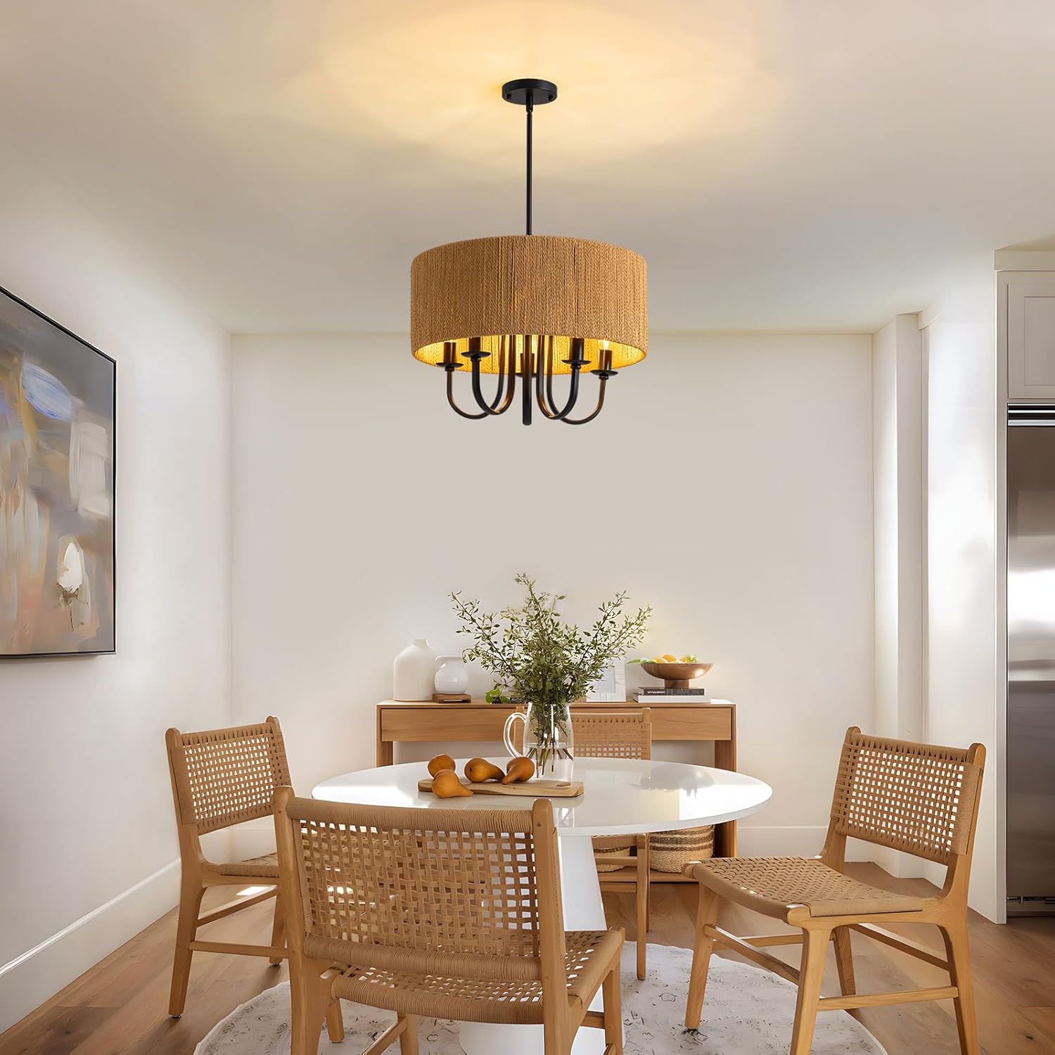 NOXARTE 5-Light Rattan Chandelier