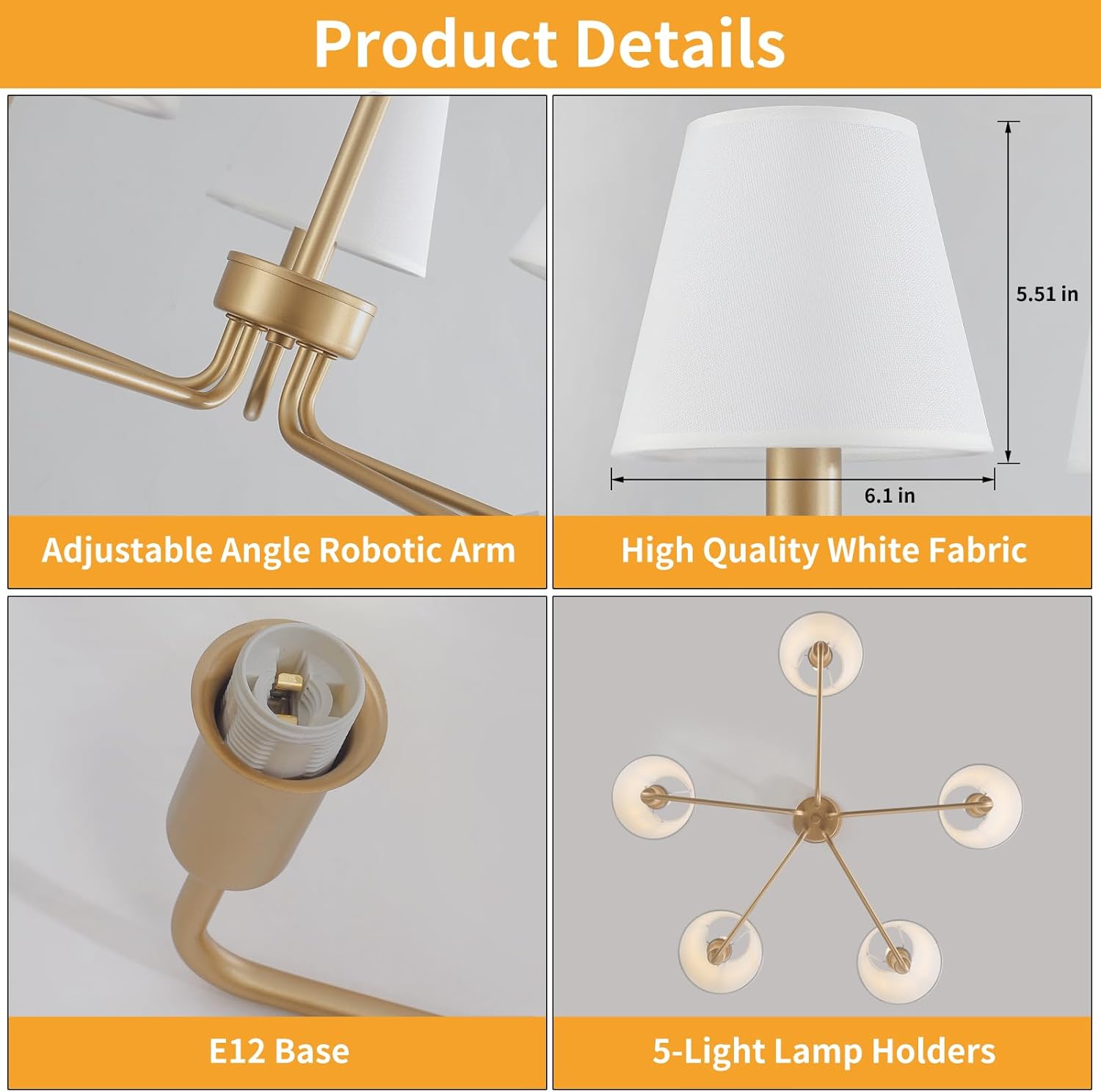 Gold 5-Light Chandelier