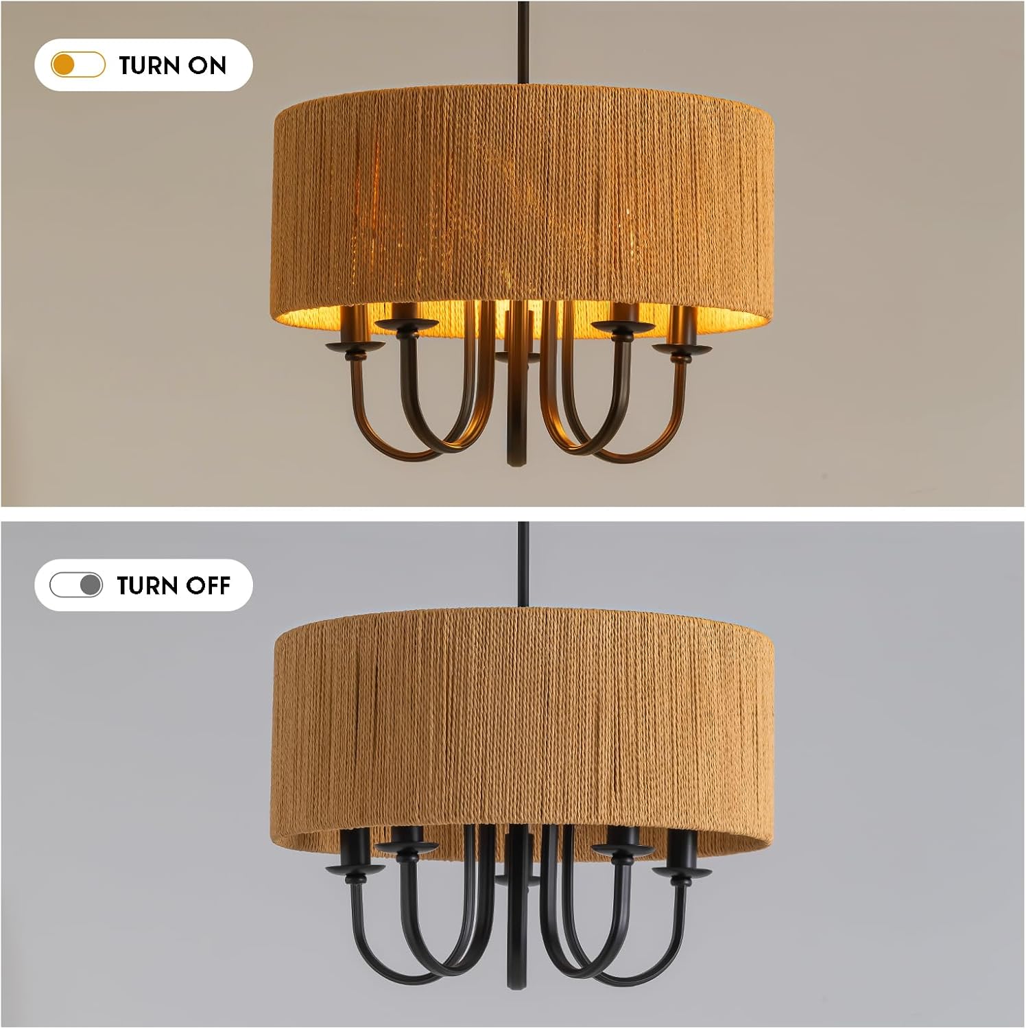 NOXARTE 5-Light Rattan Chandelier