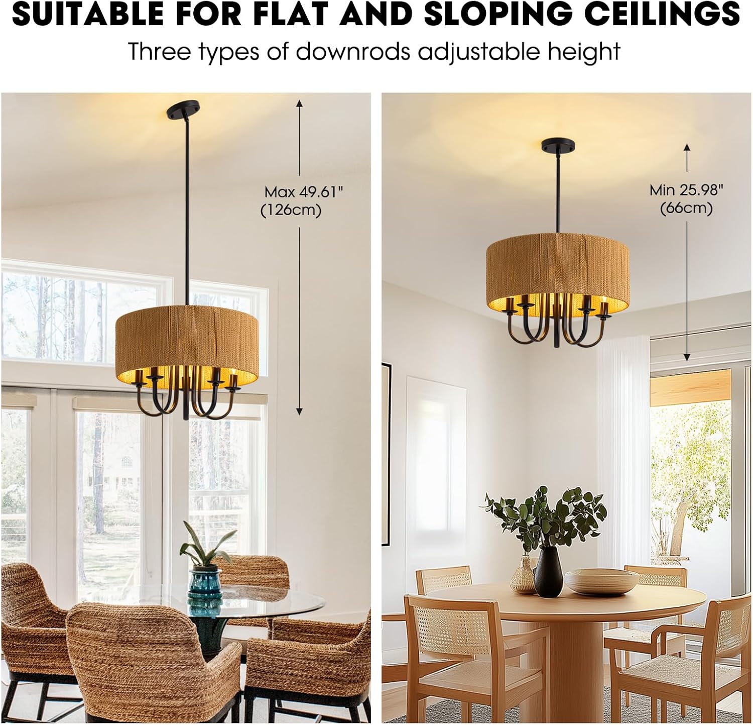 NOXARTE 5-Light Rattan Chandelier
