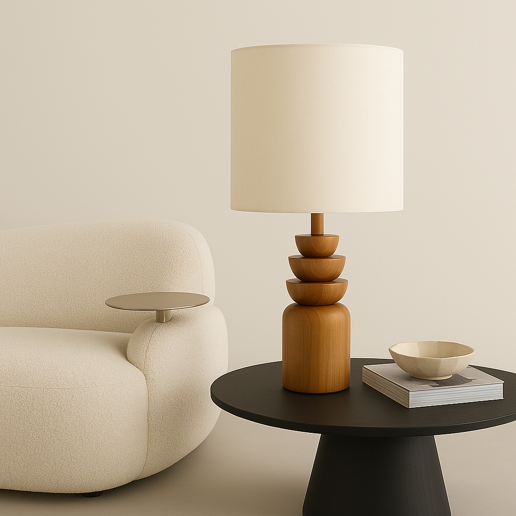 Wavy Wooden Table Lamp-002