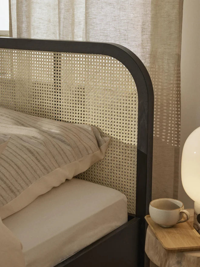 Natural Rattan & Wood Bed – Light, Airy, and Timeless