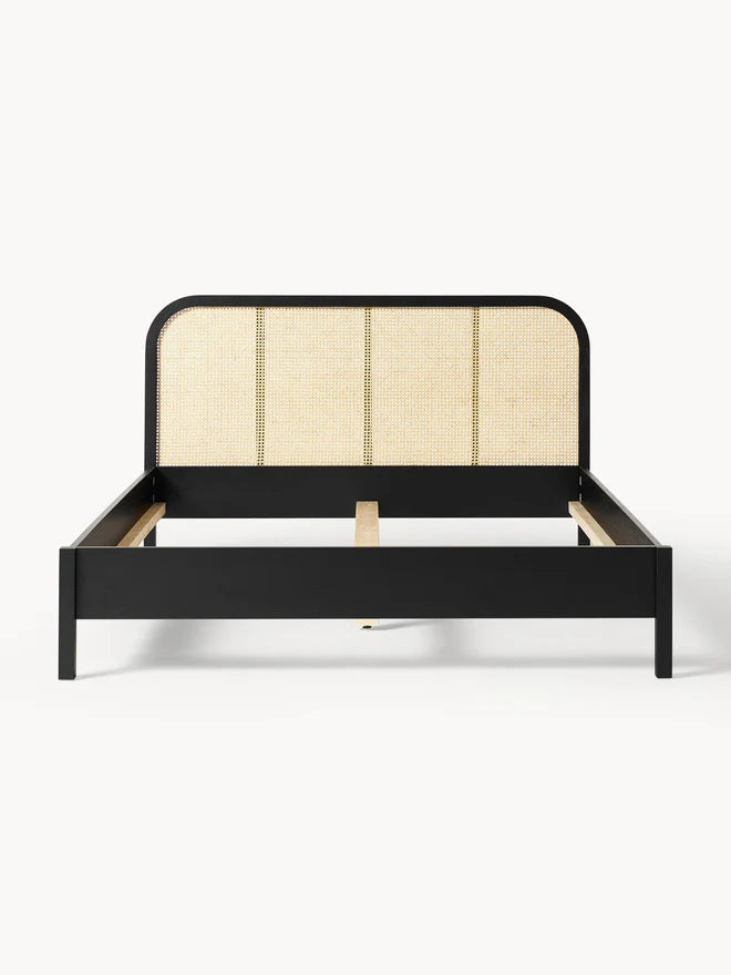Natural Rattan & Wood Bed – Light, Airy, and Timeless