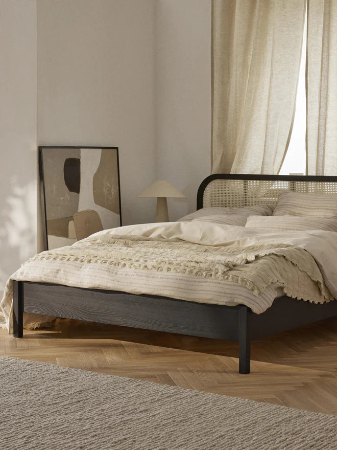 Natural Rattan & Wood Bed – Light, Airy, and Timeless