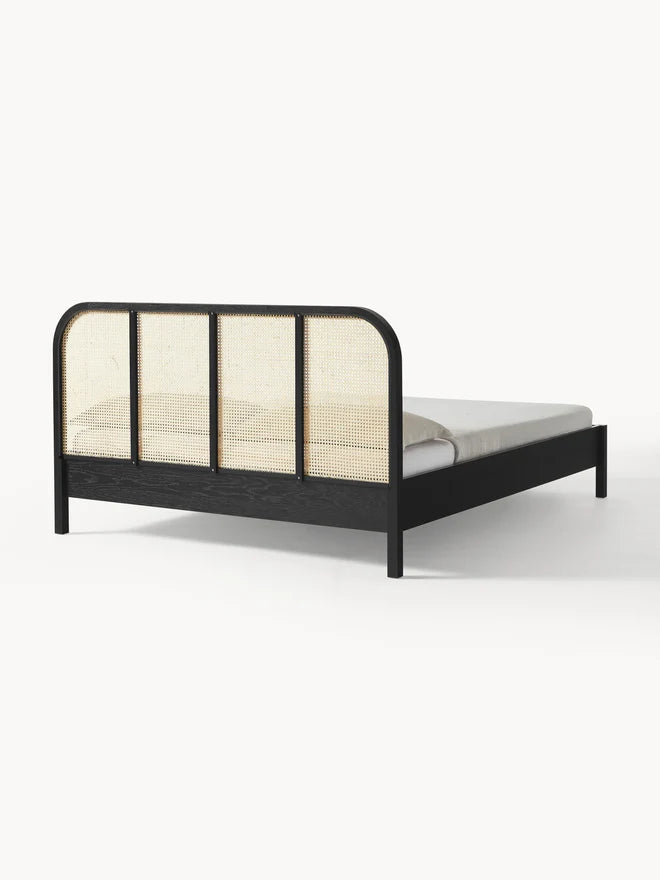 Natural Rattan & Wood Bed – Light, Airy, and Timeless