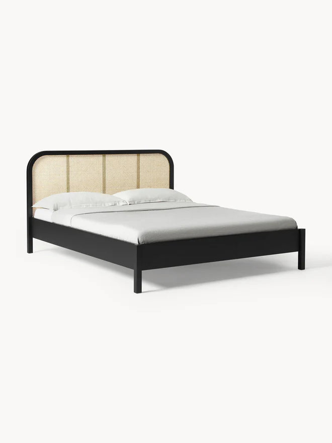 Natural Rattan & Wood Bed – Light, Airy, and Timeless