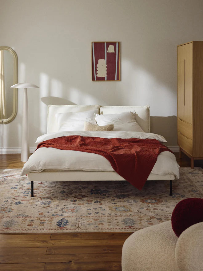 Bouclé Upholstered Bed – King & Queen Size