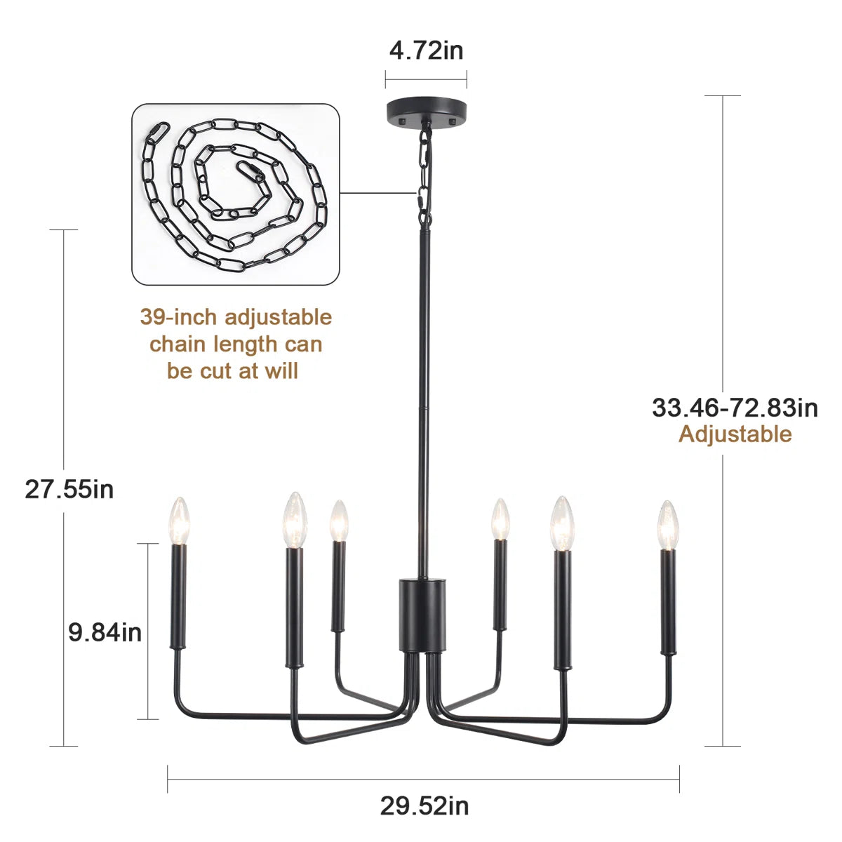 Roxsanne 6-Light Dimmable Chandelier