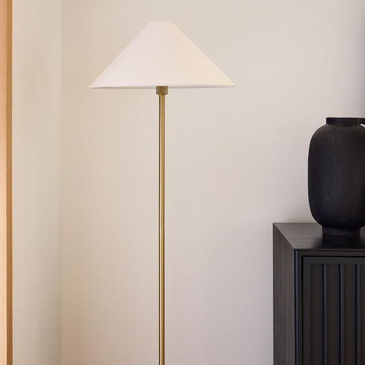 Beatrix Floor Lamp – White Linen Shade