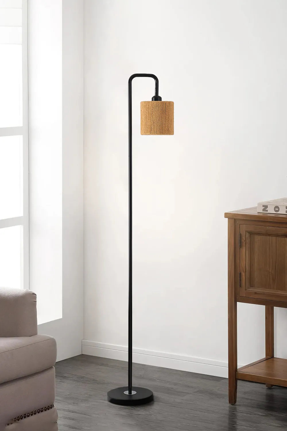 Modern Cylindrical Rope Floor Lamp