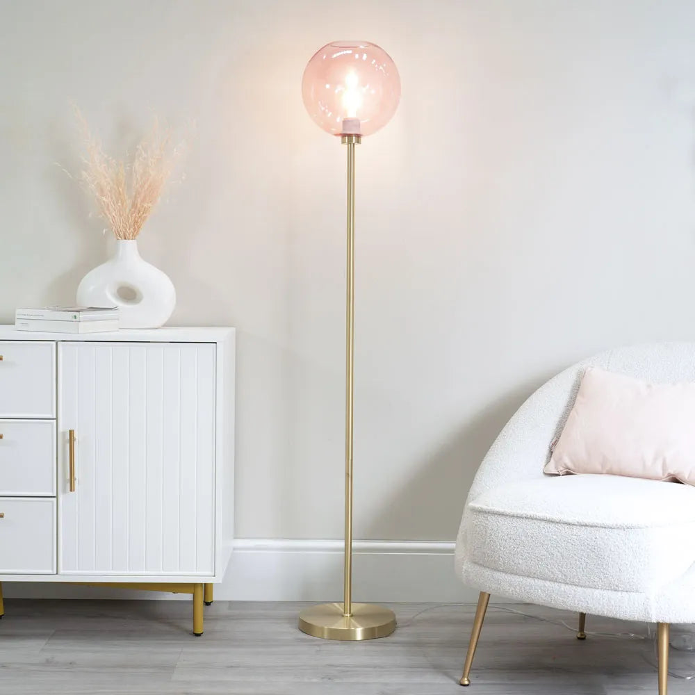 Frenchie Pink Tinted Glass Floor Lamp