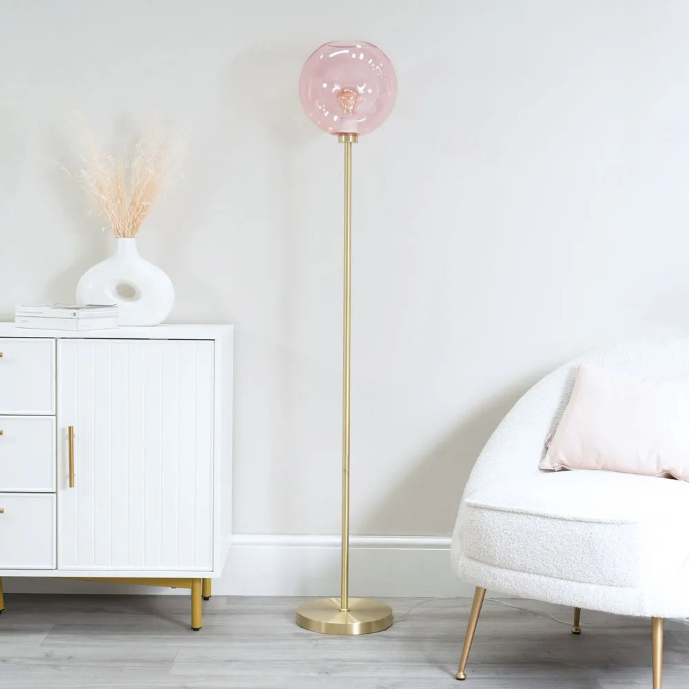 Frenchie Pink Tinted Glass Floor Lamp