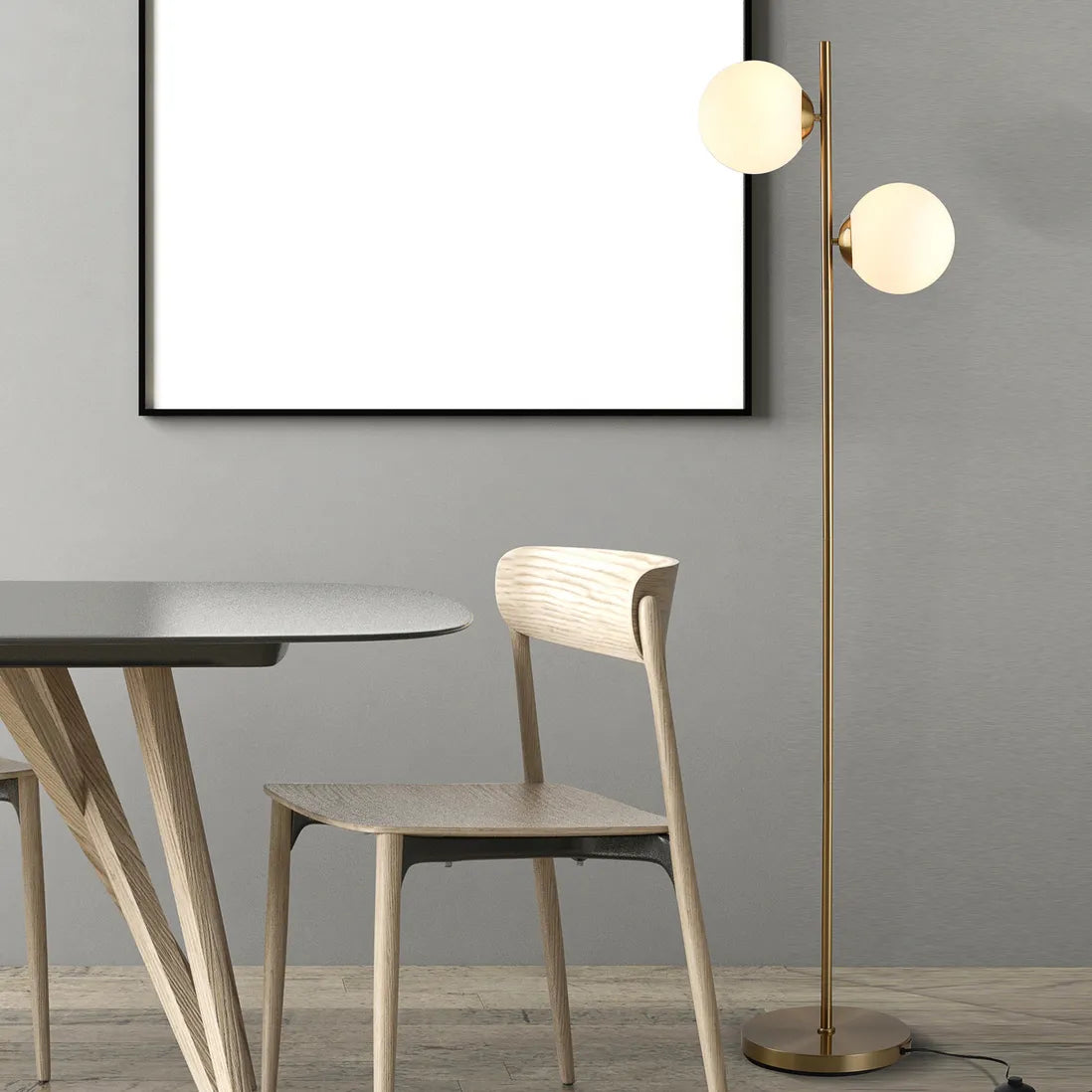 2-Glass Shade Floor Lamp