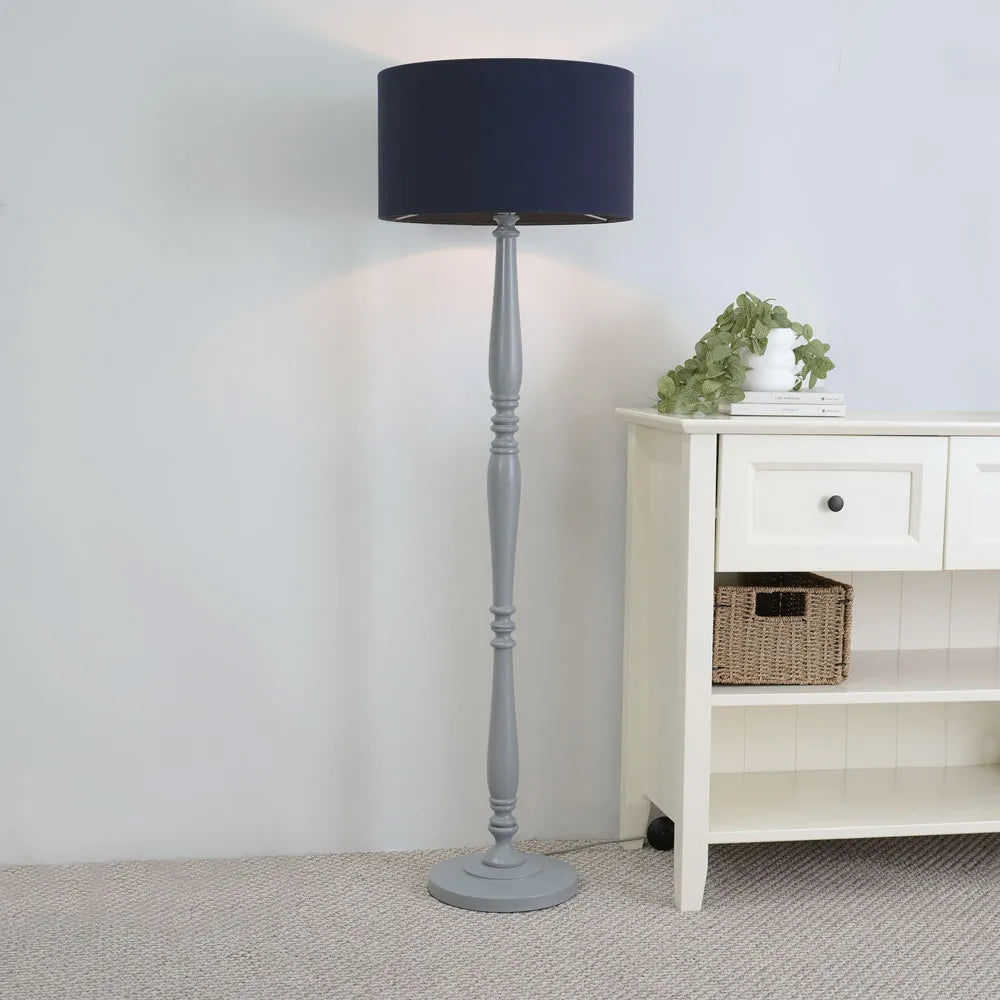 Victoria Grey Wood Floor Lamp