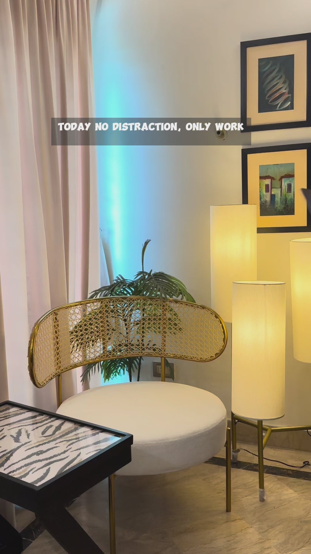 Brass Rattan Boucle Chair