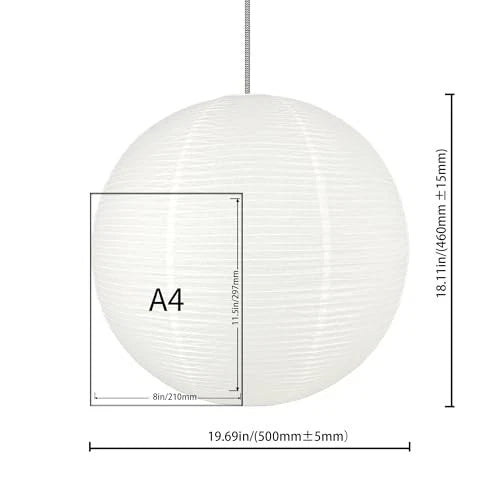 White Round Paper Lamp Shade – 50cm (19 Inch) Chinese Lantern Pendant
