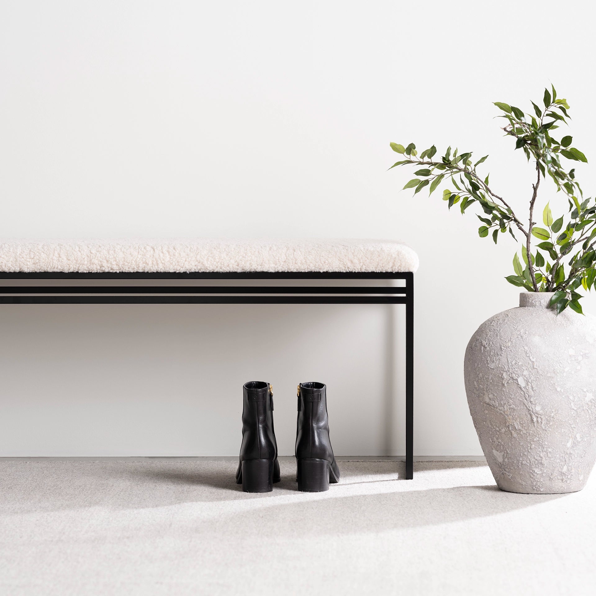 Metal Bouclé Bench – Available in 4ft, 5ft, and 6ft