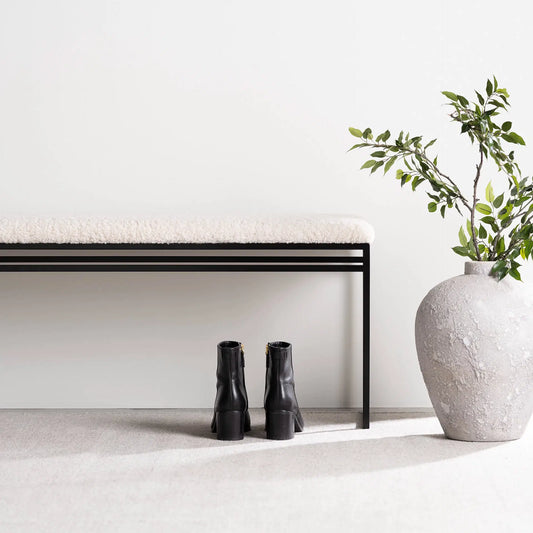 Metal Bouclé Bench – Available in 4ft, 5ft, and 6ft