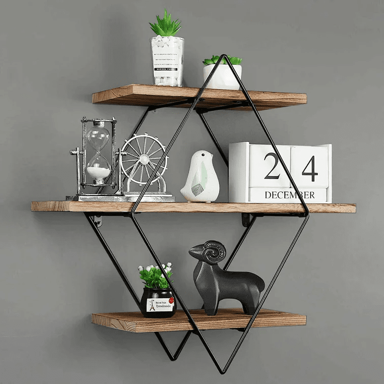 Diamond Wood Floating Shelf - The DecFair