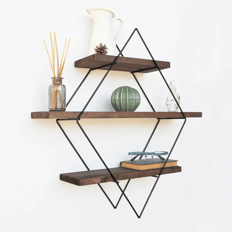 Diamond Wood Floating Shelf - The DecFair