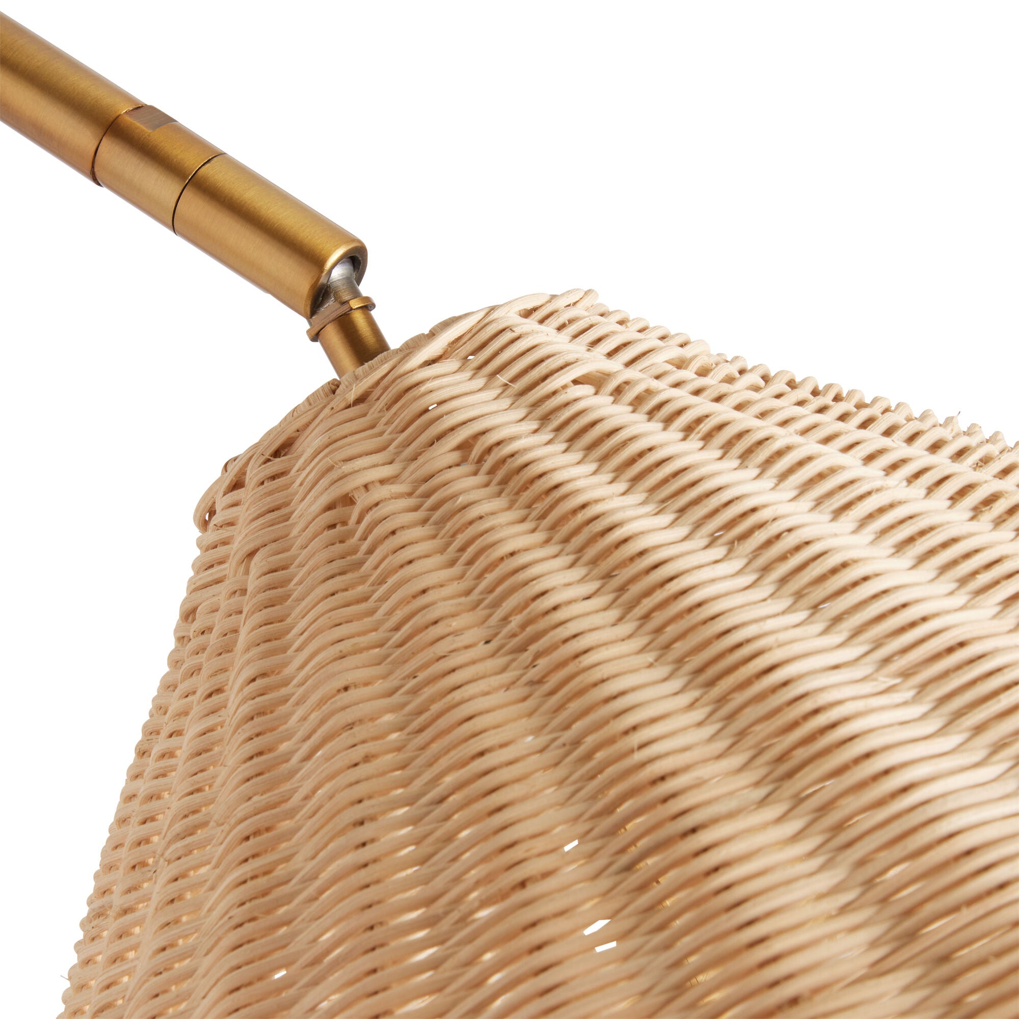 Athena Gold Metal and Rattan Arc Floor Lamp – 70" H