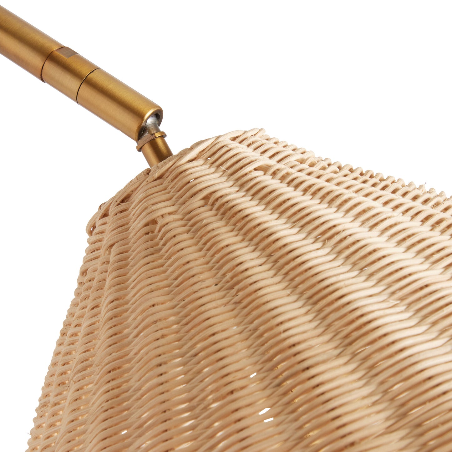 Athena Gold Metal and Rattan Arc Floor Lamp – 70" H