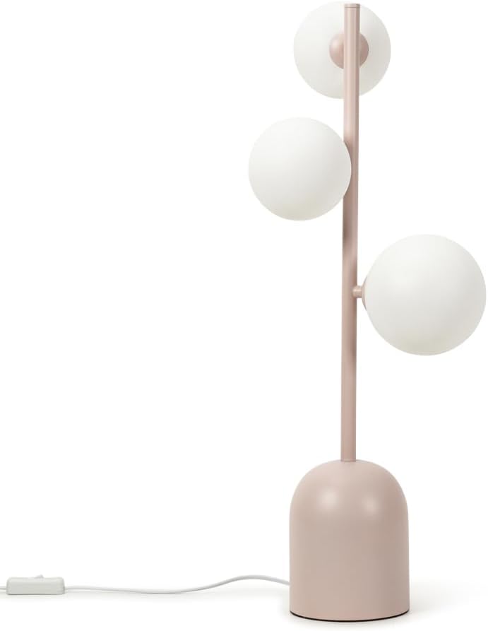 Modern Blush Pink 3-Way Table Lamp – Metal &amp; Glass