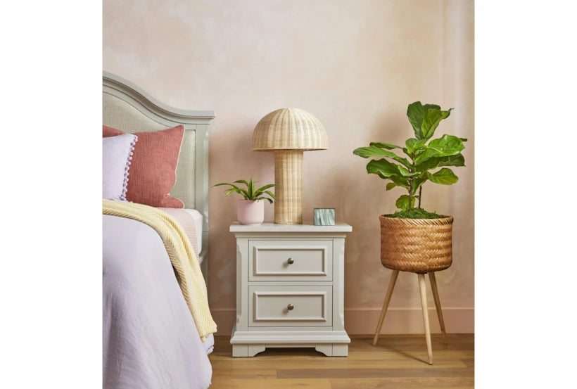 Natural Rattan Mushroom Dome Table Lamp – 24"