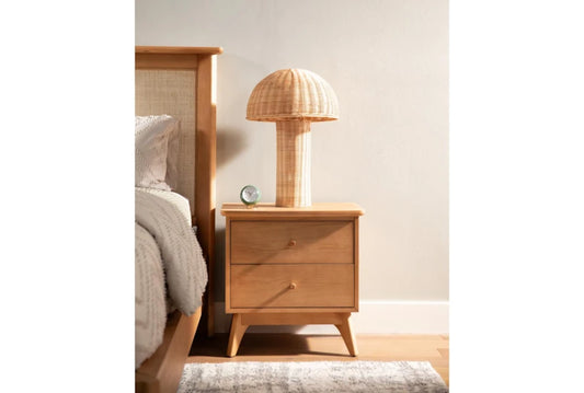 Natural Rattan Mushroom Dome Table Lamp – 24"