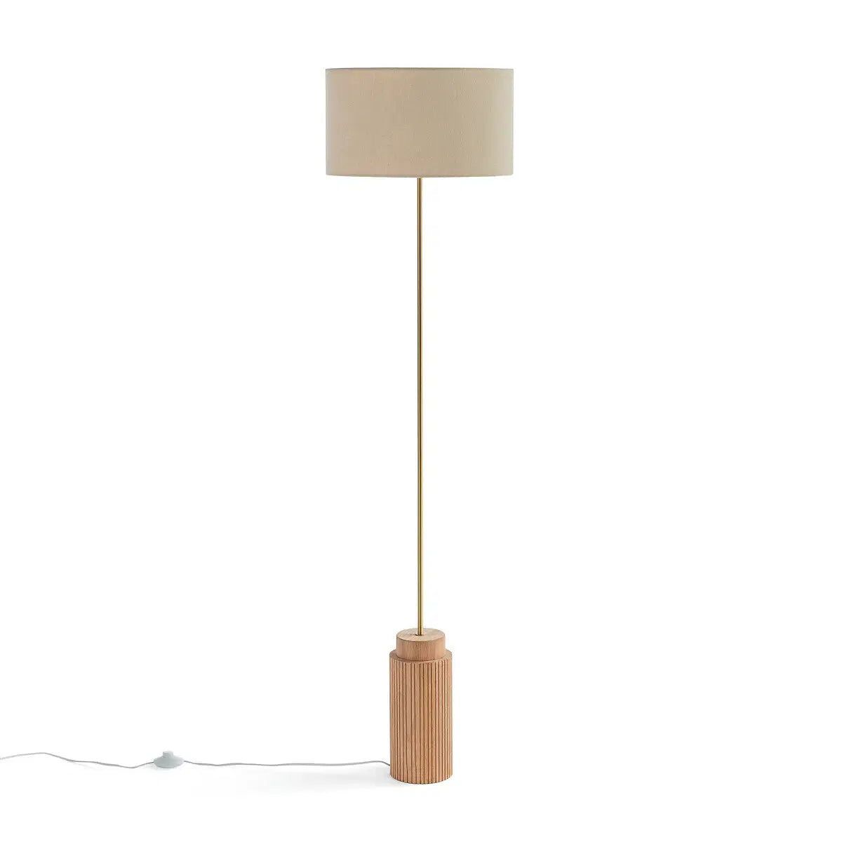 Elegant Floor Lamp – 6 Feet Tall with Brass Rod &amp; Wooden Base