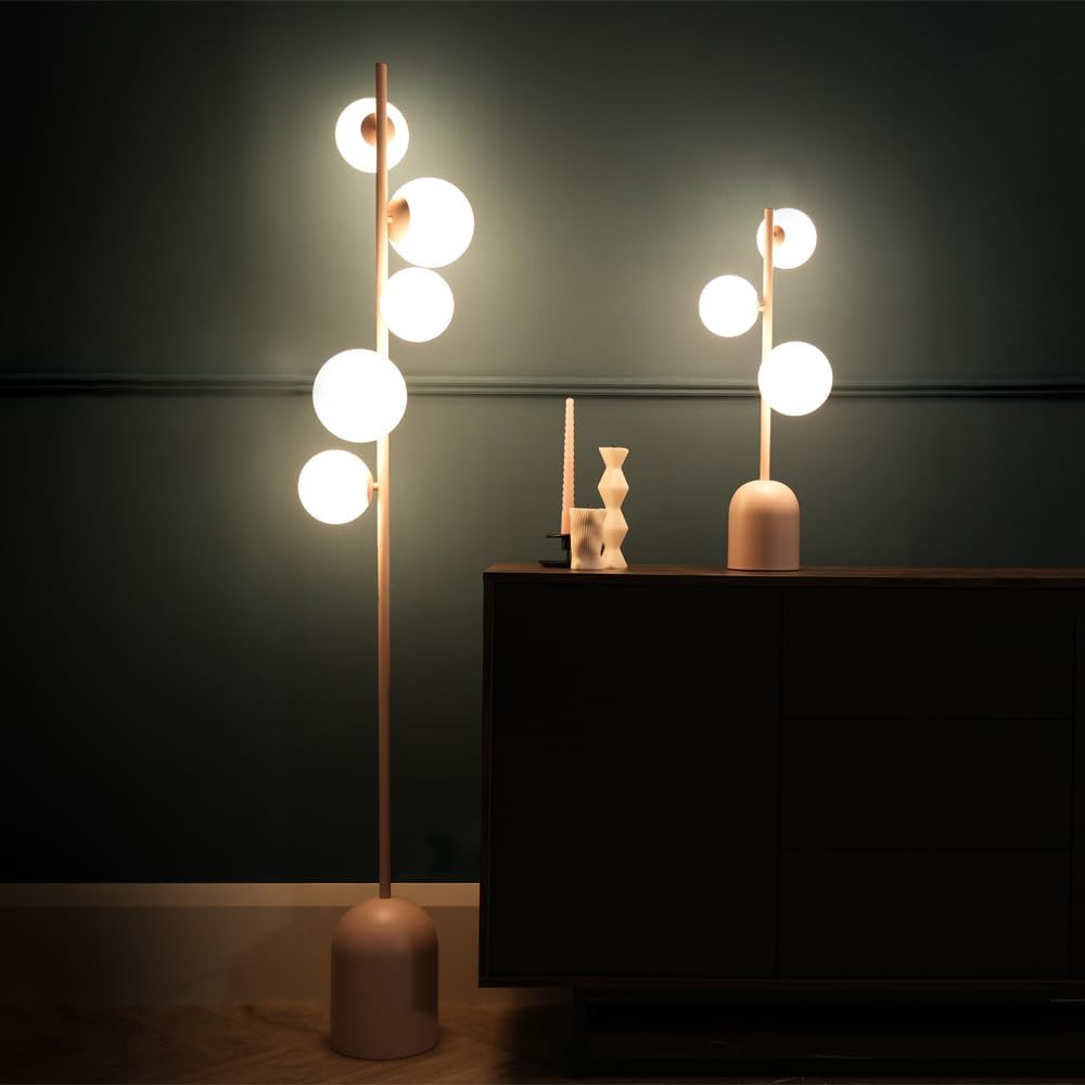 Modern Blush Pink 3-Way Table Lamp – Metal &amp; Glass