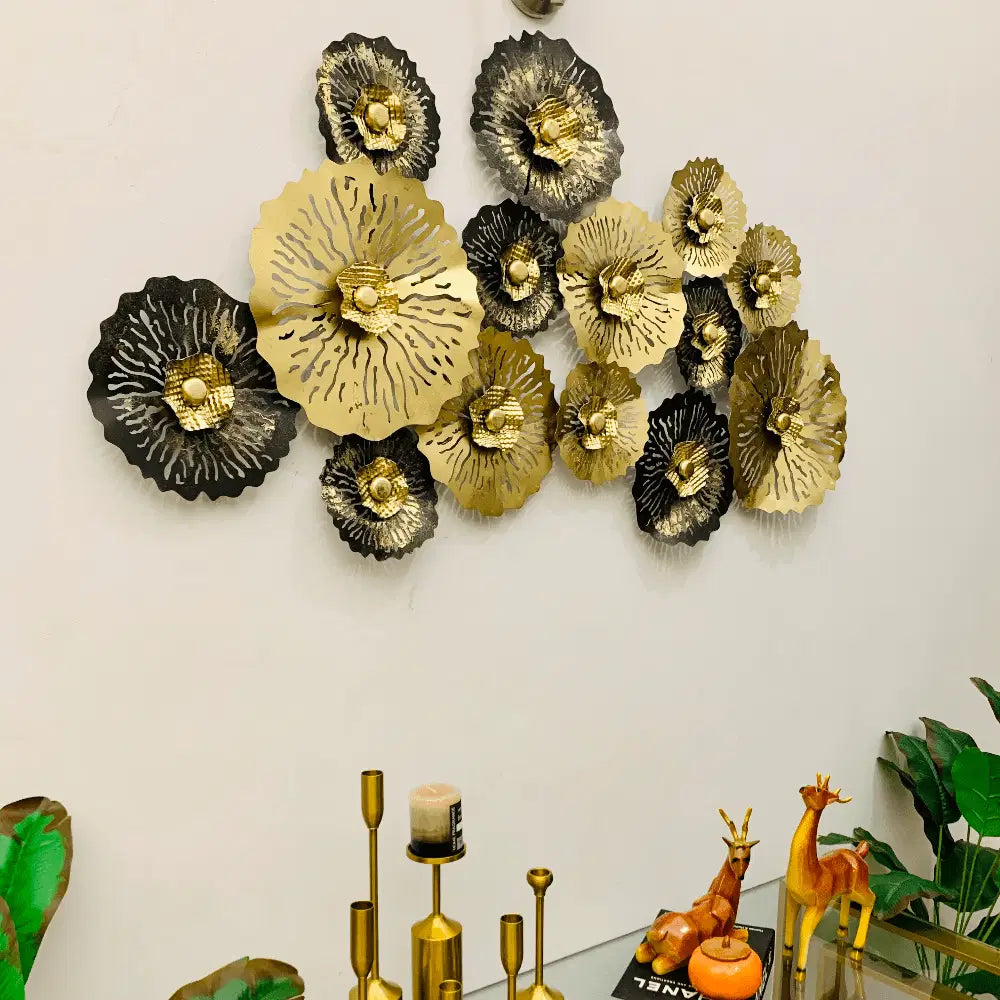 Black &amp; Gold Floral Burst Wall Art