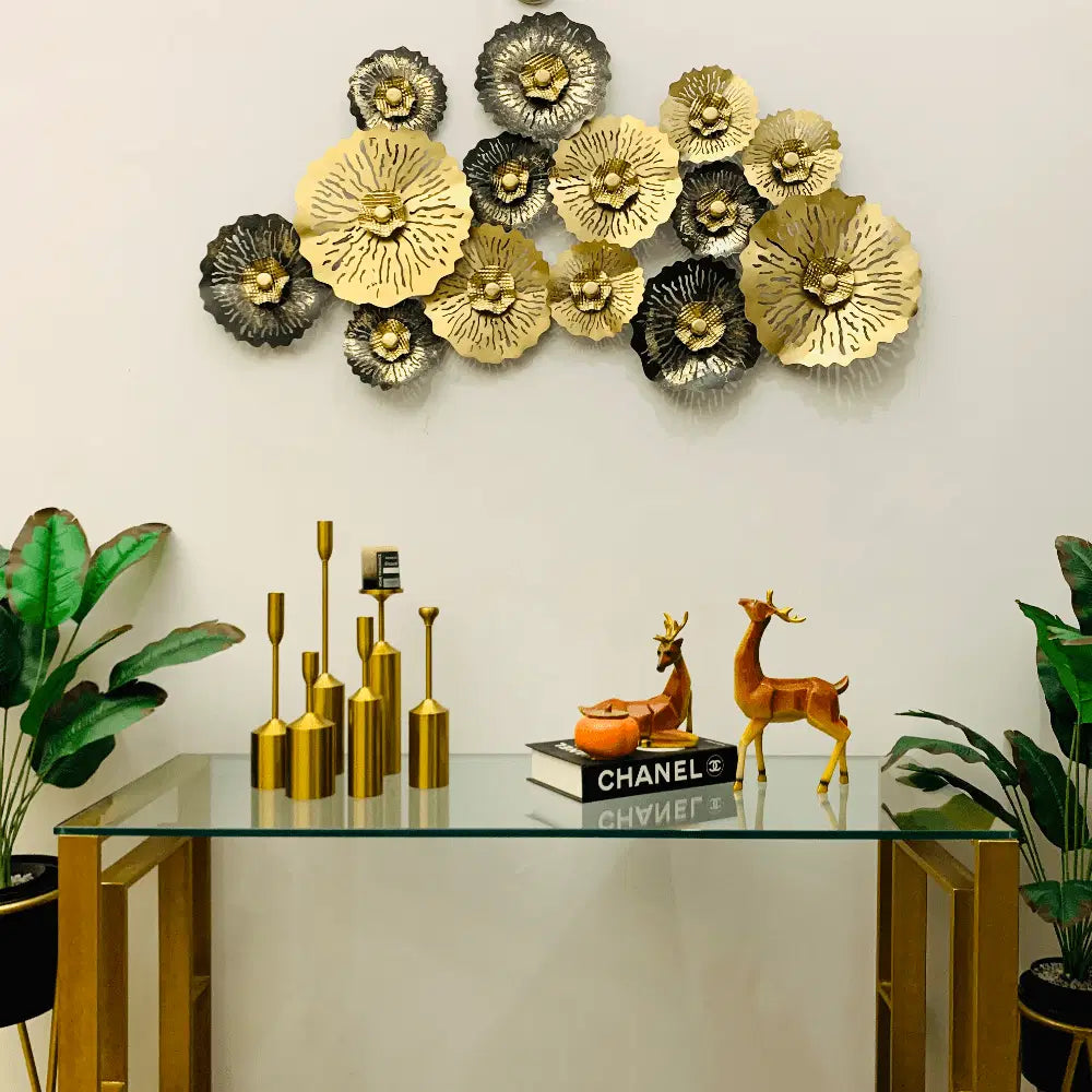 Black &amp; Gold Floral Burst Wall Art