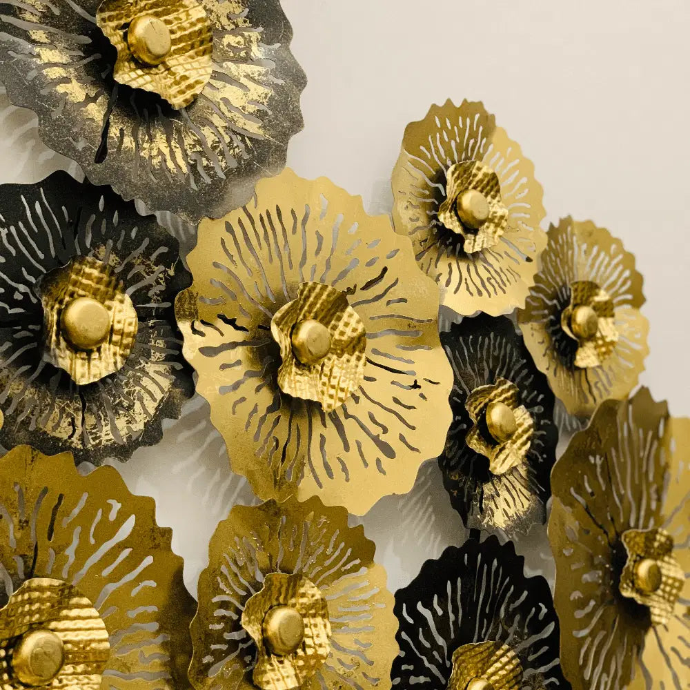 Black &amp; Gold Floral Burst Wall Art