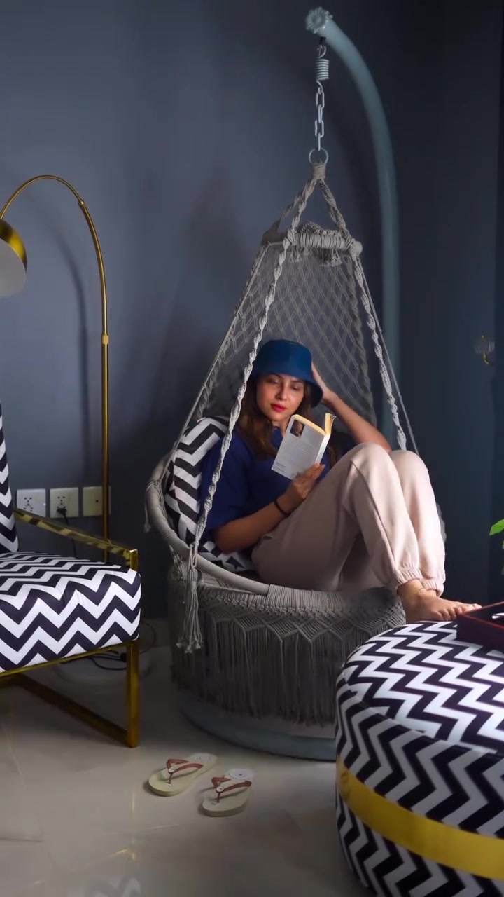 Grey Macrame Swing