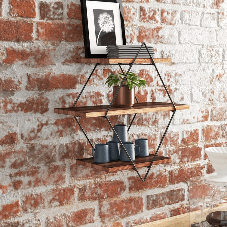 Diamond Wood Floating Shelf