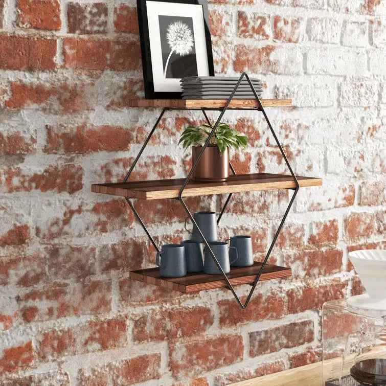 Diamond Wood Floating Shelf
