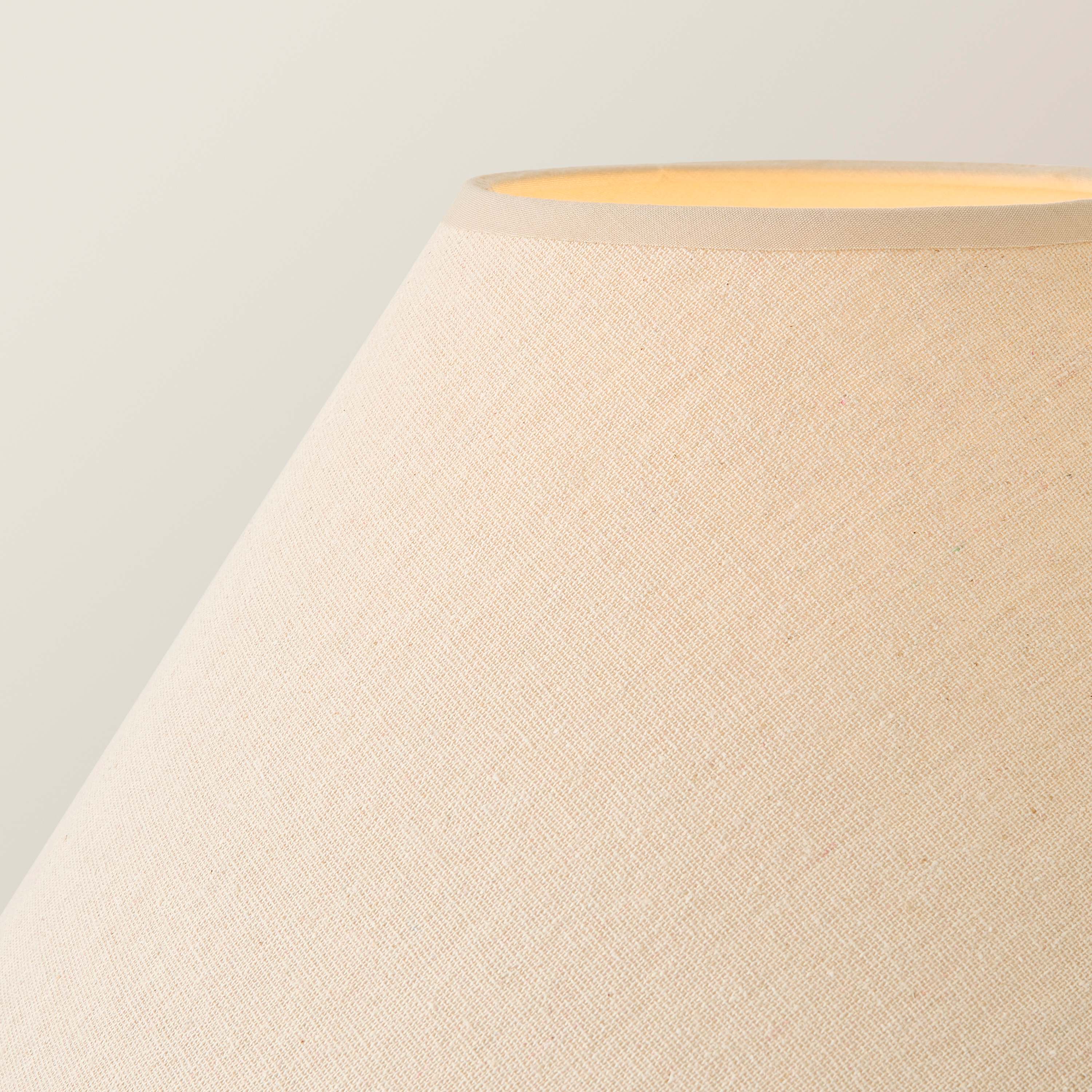 Cream Bobbin Floor Lamp with Natural Trim Scallop Shade