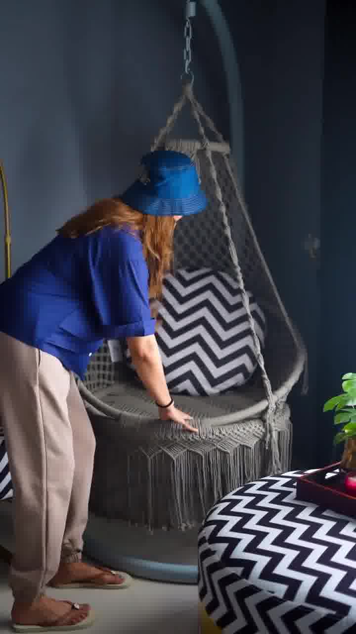 Grey Macrame Swing