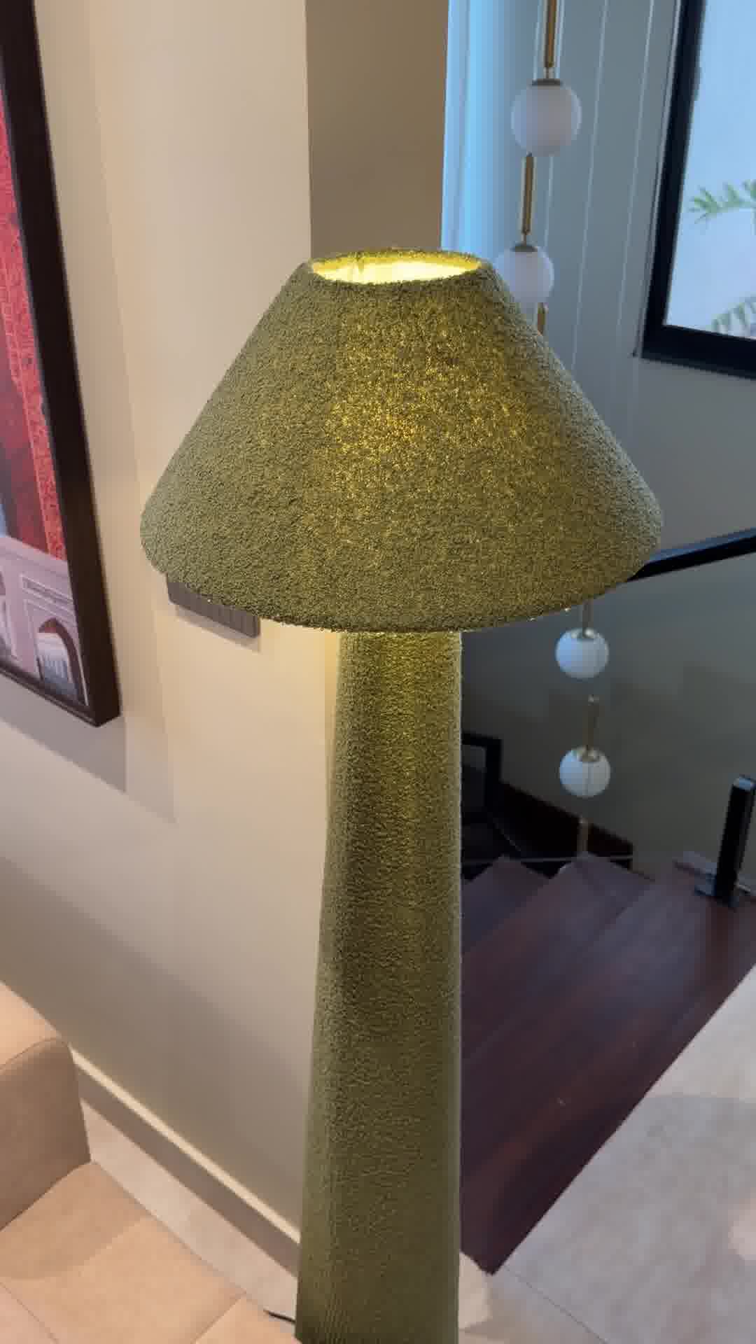 Solid Wooden Boucle Floor Lamp