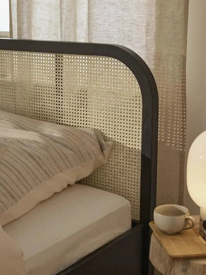Natural Rattan &amp; Wood Bed – Light, Airy, and Timeless