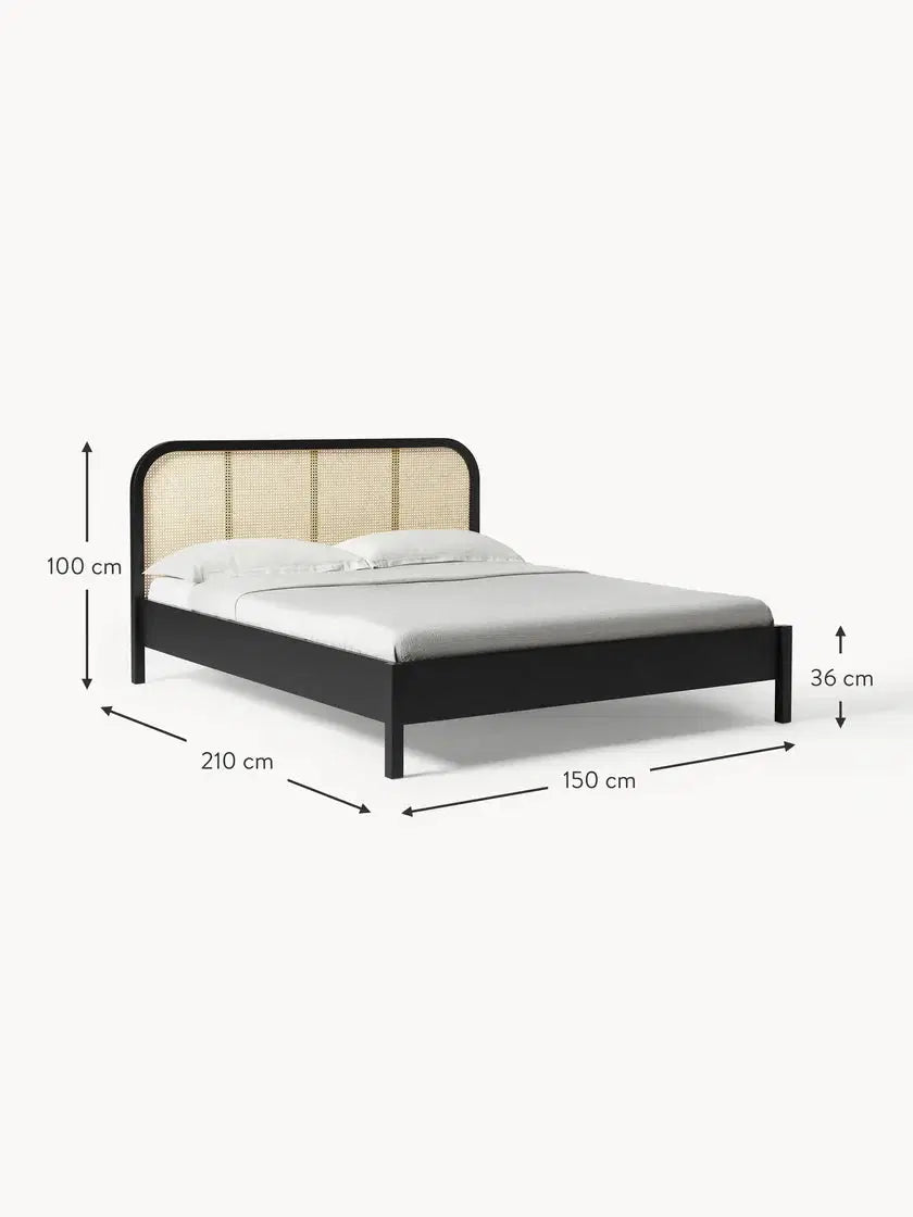 Natural Rattan &amp; Wood Bed – Light, Airy, and Timeless