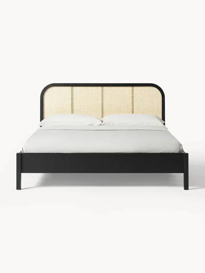 Natural Rattan &amp; Wood Bed – Light, Airy, and Timeless