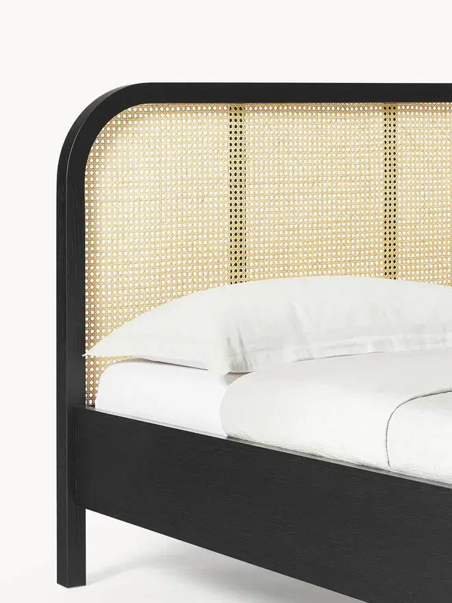 Natural Rattan &amp; Wood Bed – Light, Airy, and Timeless