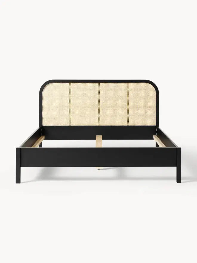 Natural Rattan &amp; Wood Bed – Light, Airy, and Timeless