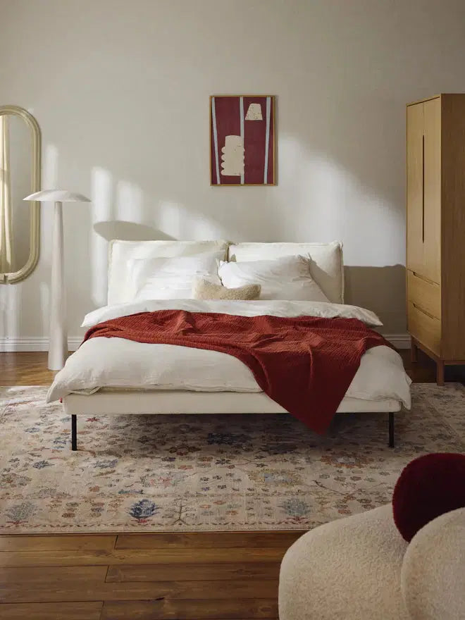 Bouclé Upholstered Bed – King &amp; Queen Size